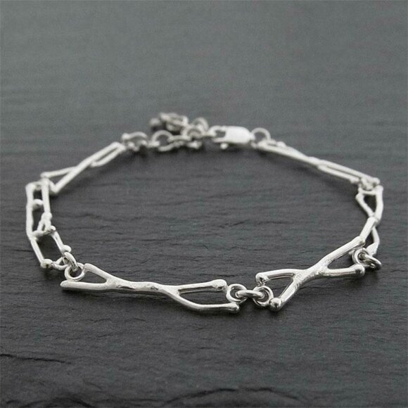 Argentium sterling silver Twig Link Bracelet - Picture 1 of 4
